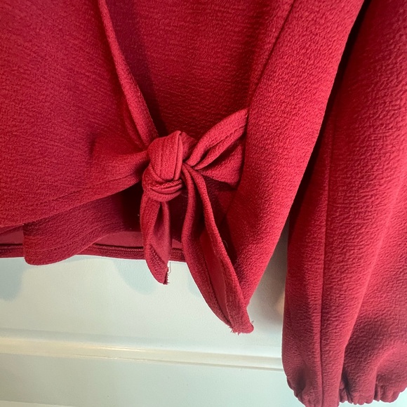 Texture & Thread Madewell Shirt V-front L/S, Red Size XS cross tie - Picture 7 of 12